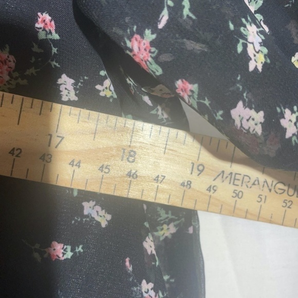 Lucy Love Babydoll Blouse Micro Floral Boho 3/4 Sleeve Chiffon Layered Size Smal - Picture 6 of 11